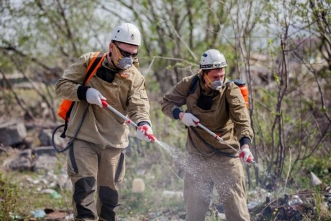 Добровольцы помогают пожарным