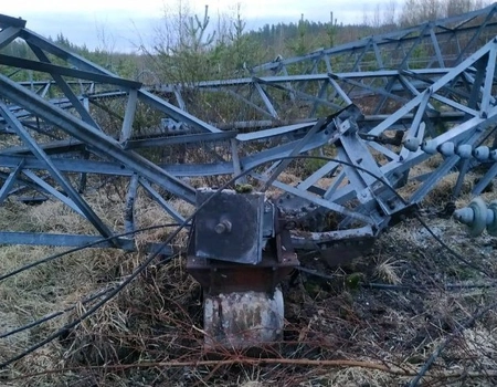 На рухнувшей опоре ЛЭП под Гатчиной найдены еще взрывные устройства