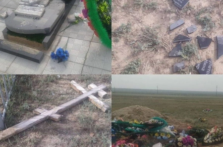 В Казахстане вандалы разгромили русское кладбище