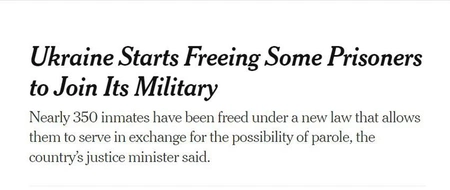NYT: Украина отправит на фронт 350 заключенных